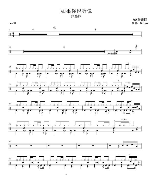 原创鼓谱 如果你也听说 鼓谱 架子鼓 高清鼓谱PDF