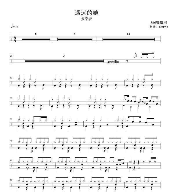 原创鼓谱 遥远的她 鼓谱 架子鼓 高清鼓谱PDF