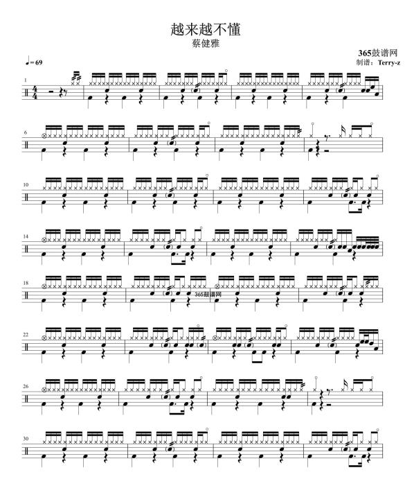 原创鼓谱 越来越不懂 鼓谱 架子鼓 高清鼓谱PDF